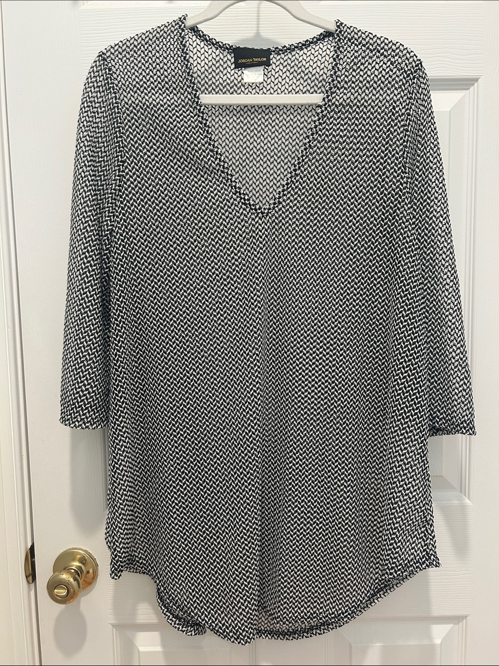 Jordan Taylor Black and White V-Neck Swim Coverup
